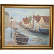 Vintage Oil Painting - Village Marina