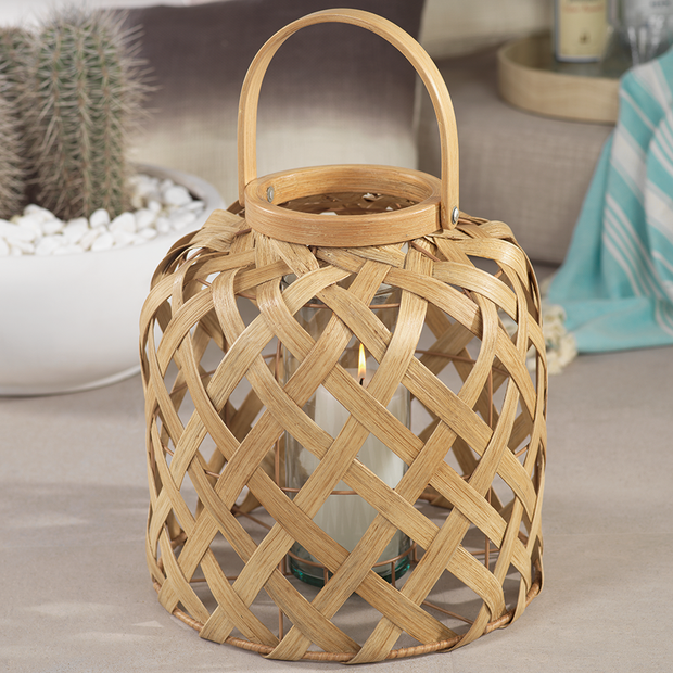 Saros Flatcore Rattan Lantern - 13 in