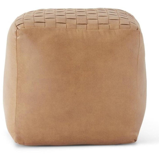 Vegan Leather Square Pouf Ottoman