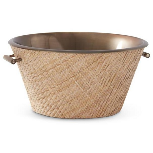 19.25" Rattan Wrapped Metal Wine Chiller