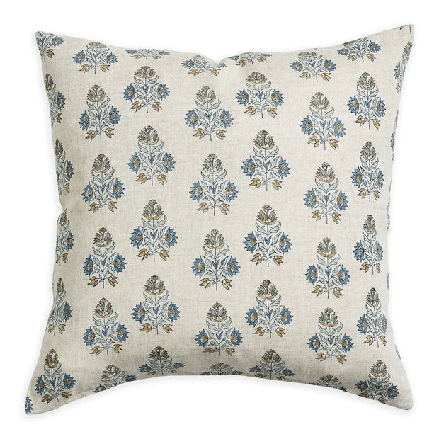 Ankara Fresh Azure Linen Pillow - 22" x 22"