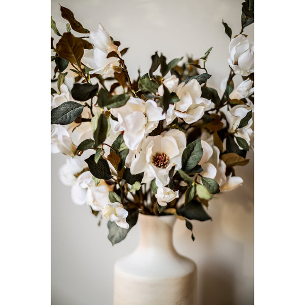 35" Silk Magnolia Flower Spray - Cream/White