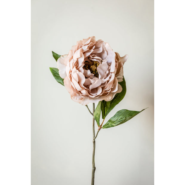 18.5" Silk Peony Flower Spray - Beige
