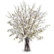 Cherry Blossom Arrangement in Glass - White