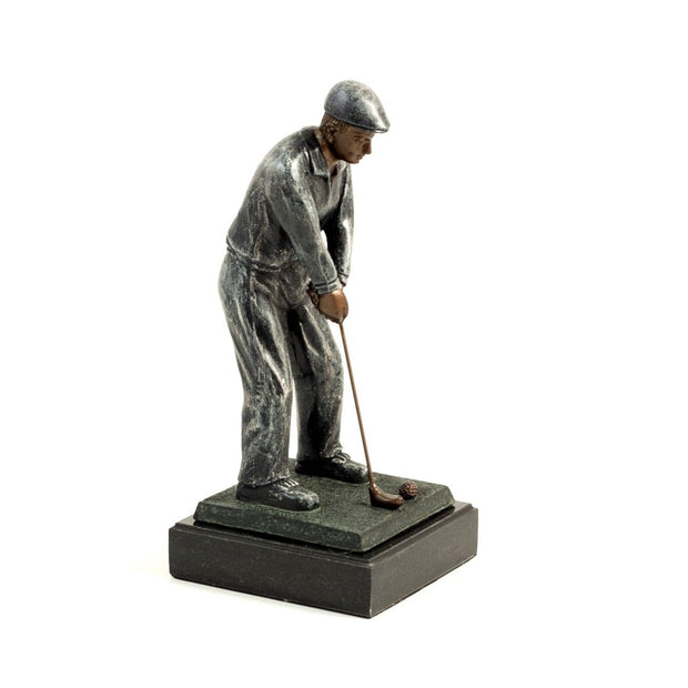 High Cold Cast Golfer On Marble Base - Medium