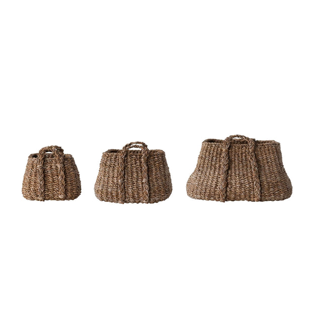 S/3- Niya Woven Seagrass Baskets with Handles