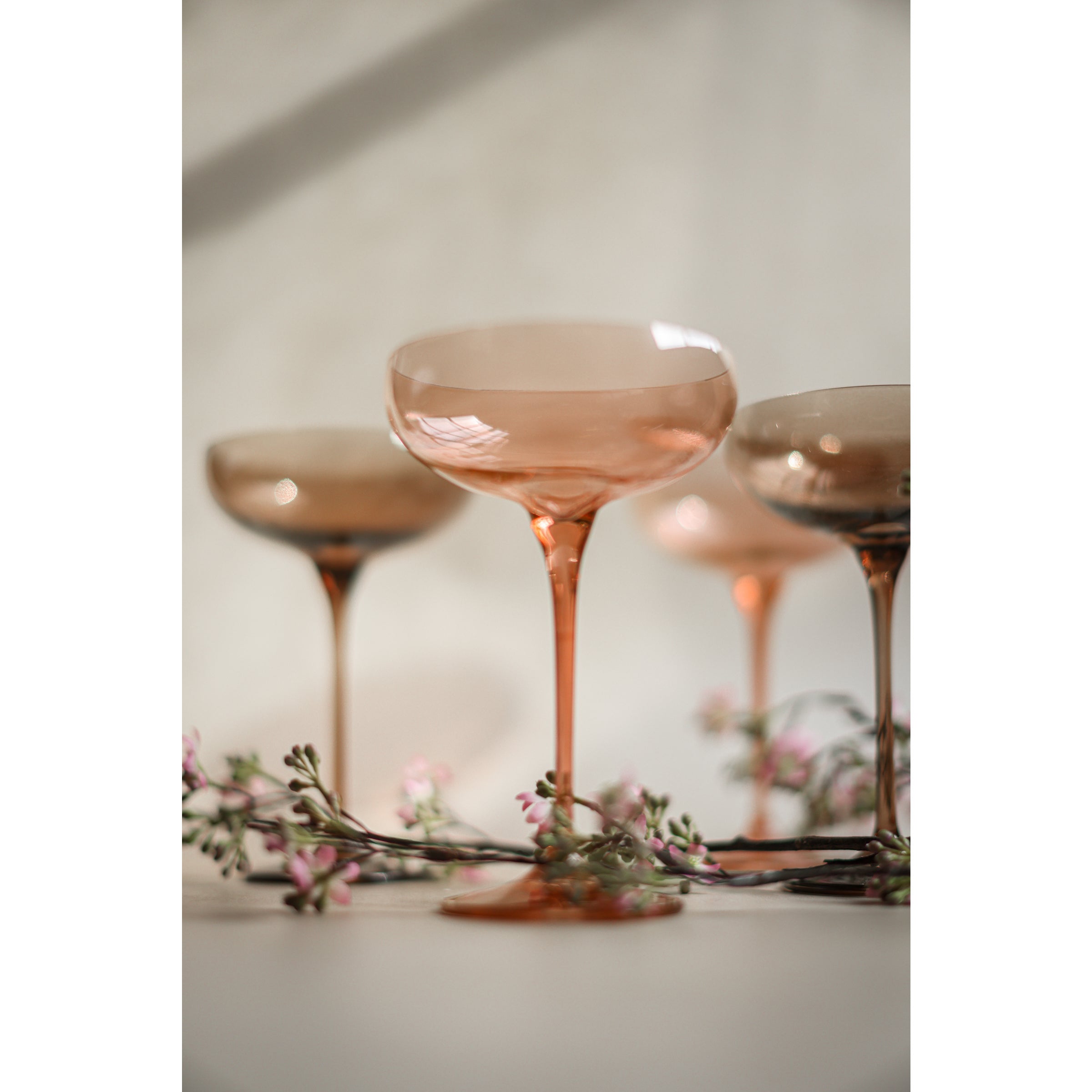 Estelle Colored Champagne Coupe Stemware  - Blush Pink