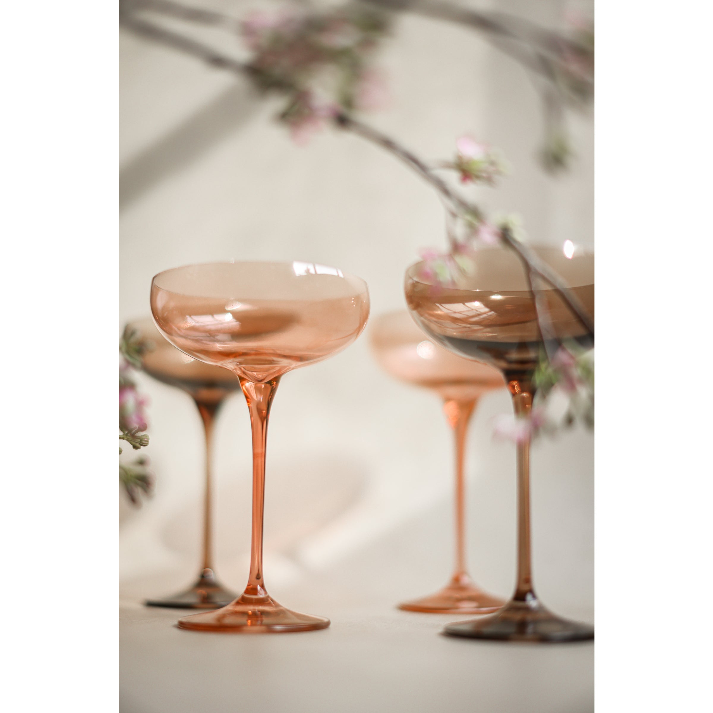 Estelle Colored Champagne Coupe Stemware  - Blush Pink