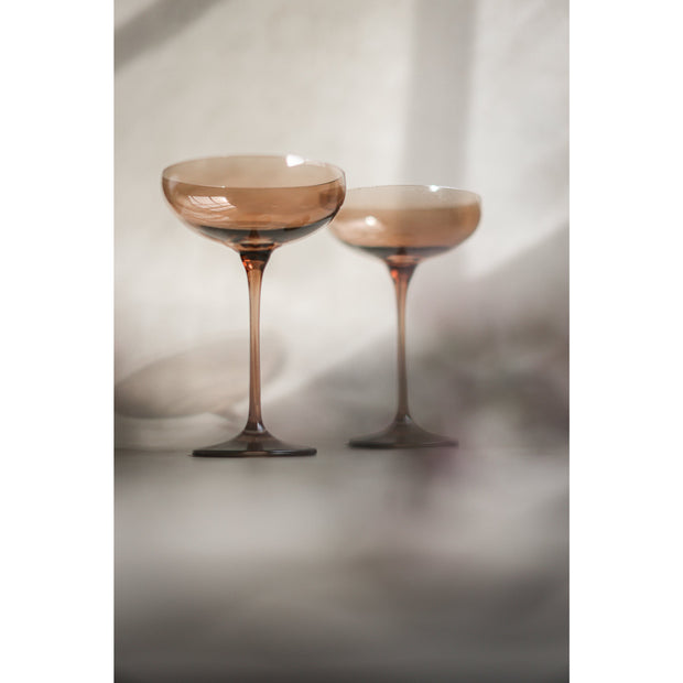 Estelle Colored Glass Champagne Coupe Stemware - Amber Smoke