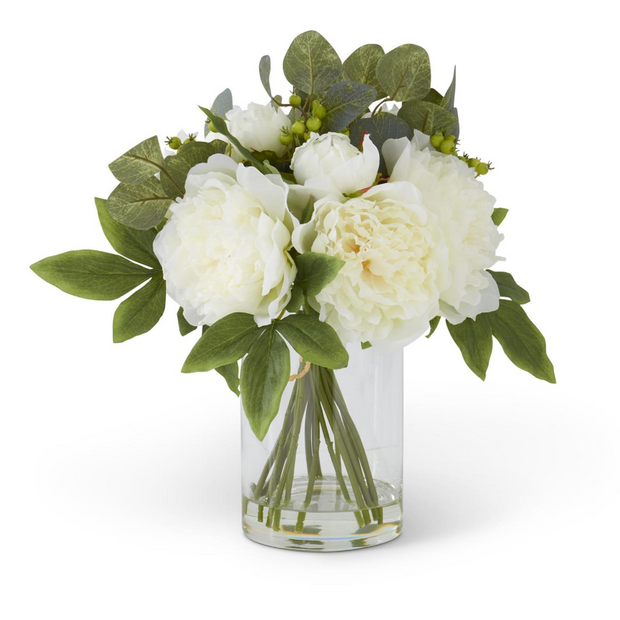 16" Cream Peony & Eucalyptus