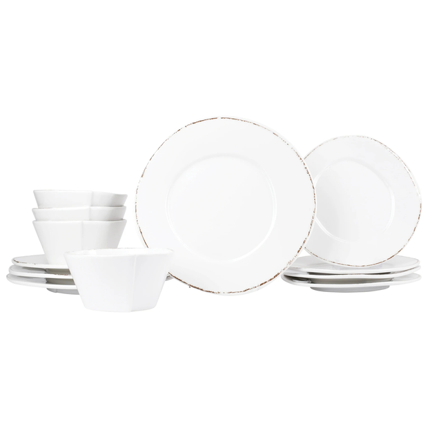 Melamine Lastra White Twelve-Piece Place Setting