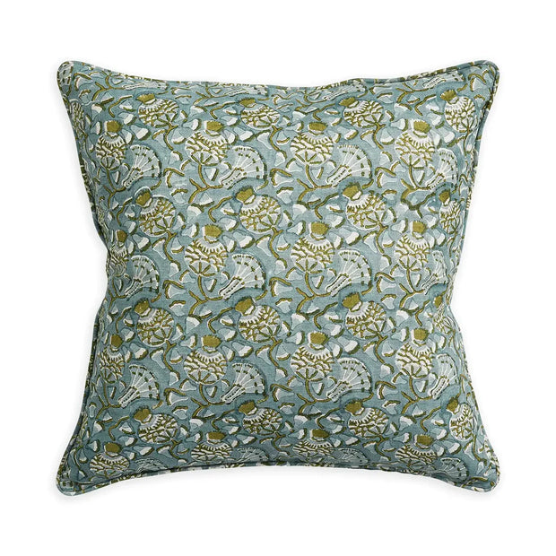 Iznik Moss Celadon linen cushion 50x50cm