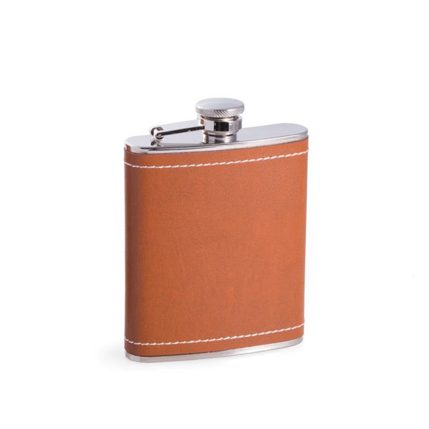 Steel Tan Leather Flask