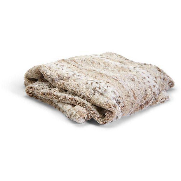 Plush Snow Leopard Faux Fur Throw
