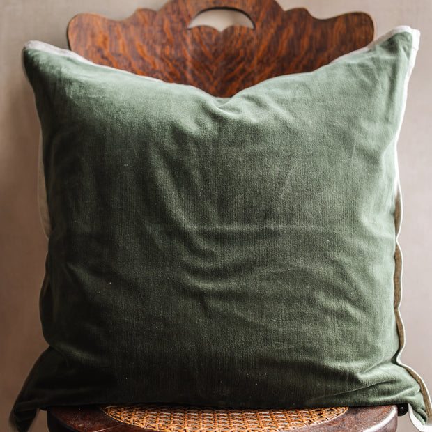 Gehry Velvet/Linen Sage Pillow - 22" Square